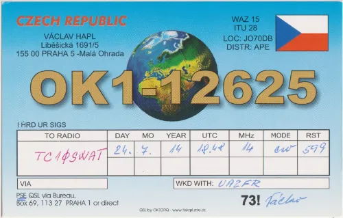 OK1-12625 SWL-QSL-Karte