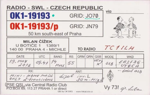 OK1-19193 carte QSL SWL