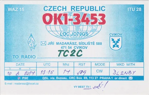 OK1-3453 SWL-QSL-Karte