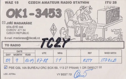OK1-3453 SWL-QSL-Karte