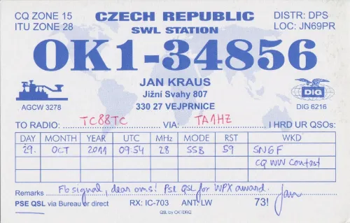 OK1-34856 SWL-QSL-Karte