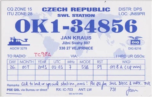 OK1-34856 SWL-QSL-Karte