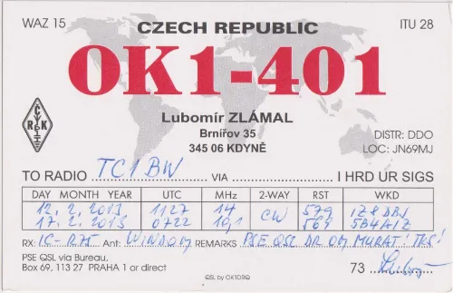 OK1-401 SWL-QSL-Karte