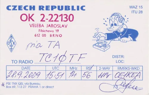OK2-22130 SWL-QSL-Karte