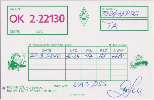 OK2-22130 SWL-QSL-Karte