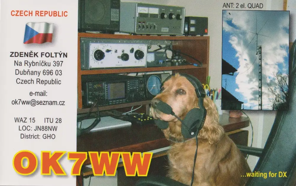 アマチュア無線コールサイン OK7WW の QSL カード