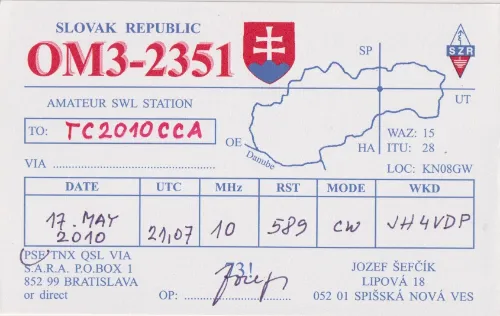 OM3-2351 SWL-QSL-Karte