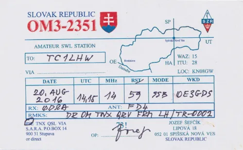 OM3-2351 SWL-QSL-Karte