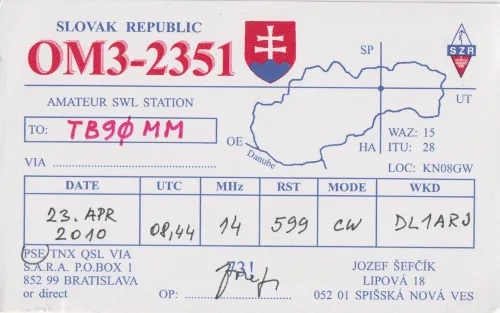 OM3-2351 SWL-QSL-Karte