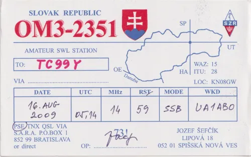 OM3-2351 SWL-QSL-Karte