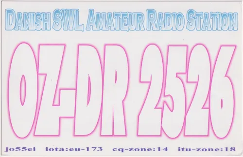 OZ-DR-2526 SWL-QSL-Karte