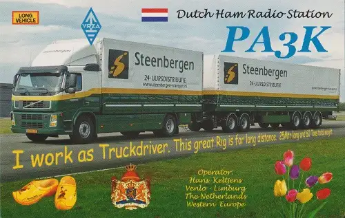 PA3K çağrı işaretine ait QSL kartı
