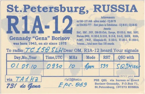 R1A-12 SWL-QSL-Karte