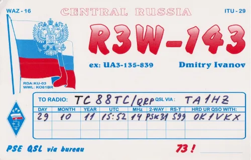 R3W-143 SWL-QSL-Karte
