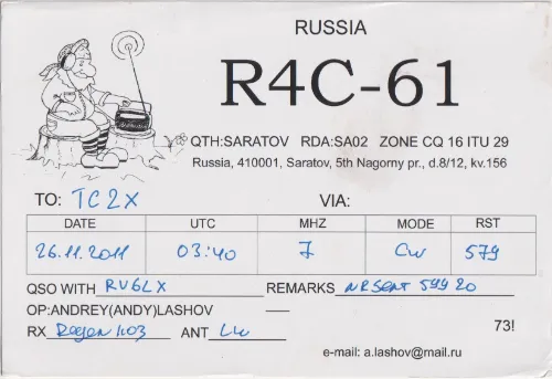 R4C-61 SWL-QSL-Karte