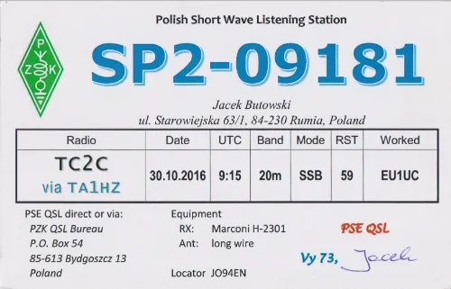 SP2-09181 SWL-QSL-Karte
