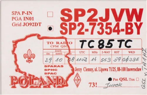 SP2-7354-BY-2 SWL-QSL-Karte