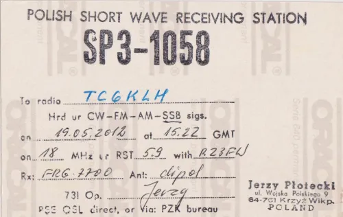 SP3-1058 SWL-QSL-Karte