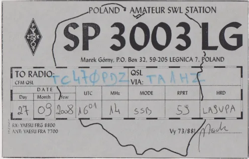 SP3003LG SWL-QSL-Karte