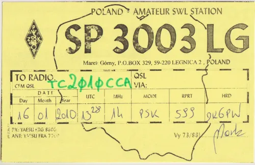 SP3003LG SWL-QSL-Karte