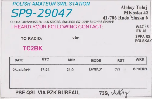 SP9-29047 SWL-QSL-Karte