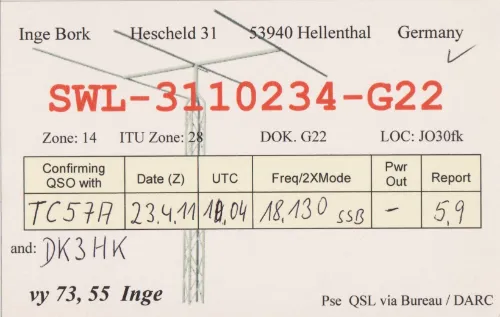 SWL-3110234-G22 SWL-QSL-Karte
