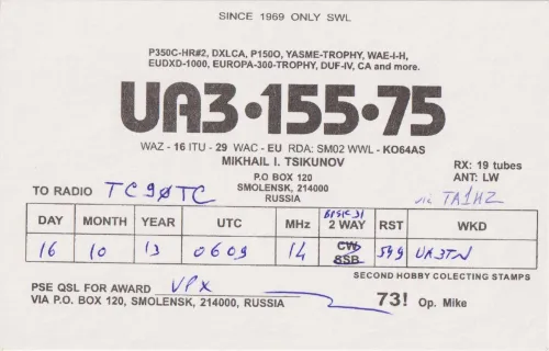 UA3-155-75 SWL-QSL-Karte