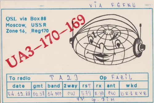 UA3-170-169 SWL QSL kartı