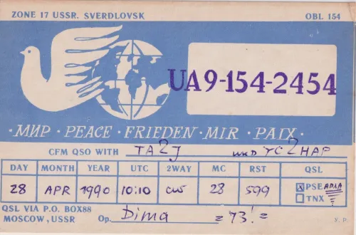 UA9-154-2454 SWL QSL kartı