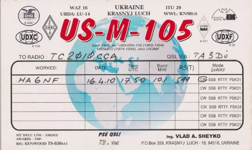 US-M-105 SWL-QSL-Karte