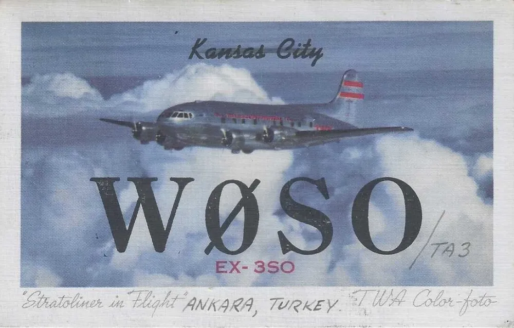 W0SO çağrı işaretine ait 1947 tarihli QSL kartı