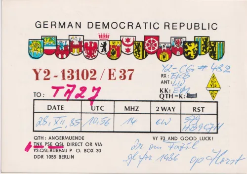 Y2-13102-E37 SWL QSL kartı