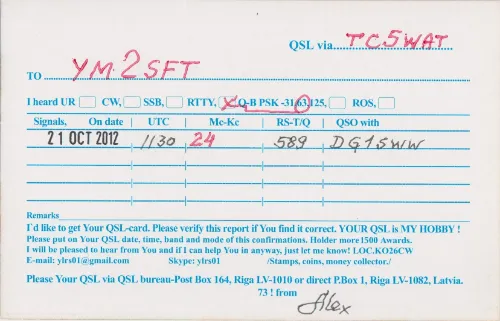 YL-RS-01 SWL QSL kartı