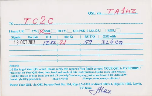 YL-RS-01 SWL QSL kartı
