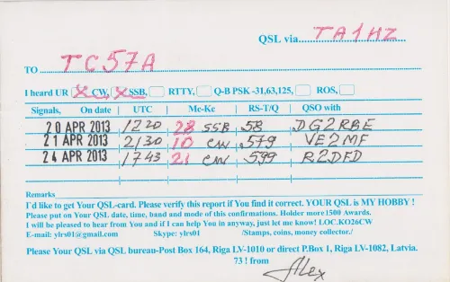 YL-RS-01 SWL QSL kartı
