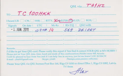 YL-RS-01 SWL QSL kartı