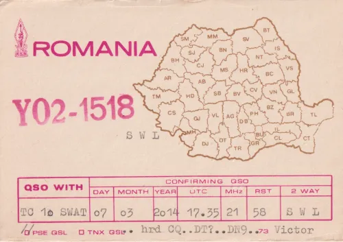 YO2-1518 SWL-QSL-Karte