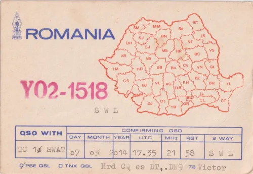 YO2-1518 SWL-QSL-Karte